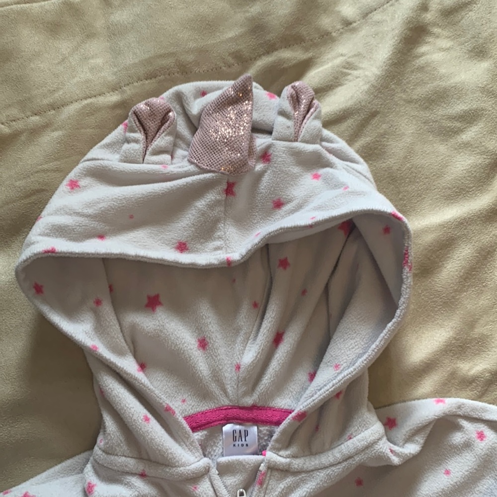 GAP onesie pajamas with a unicorn hood.